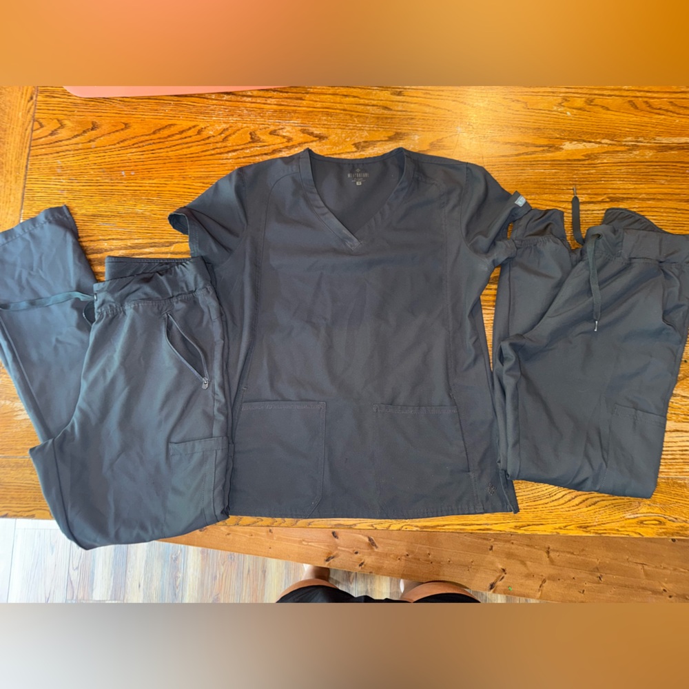 Med Couture charcoal gray scrub set